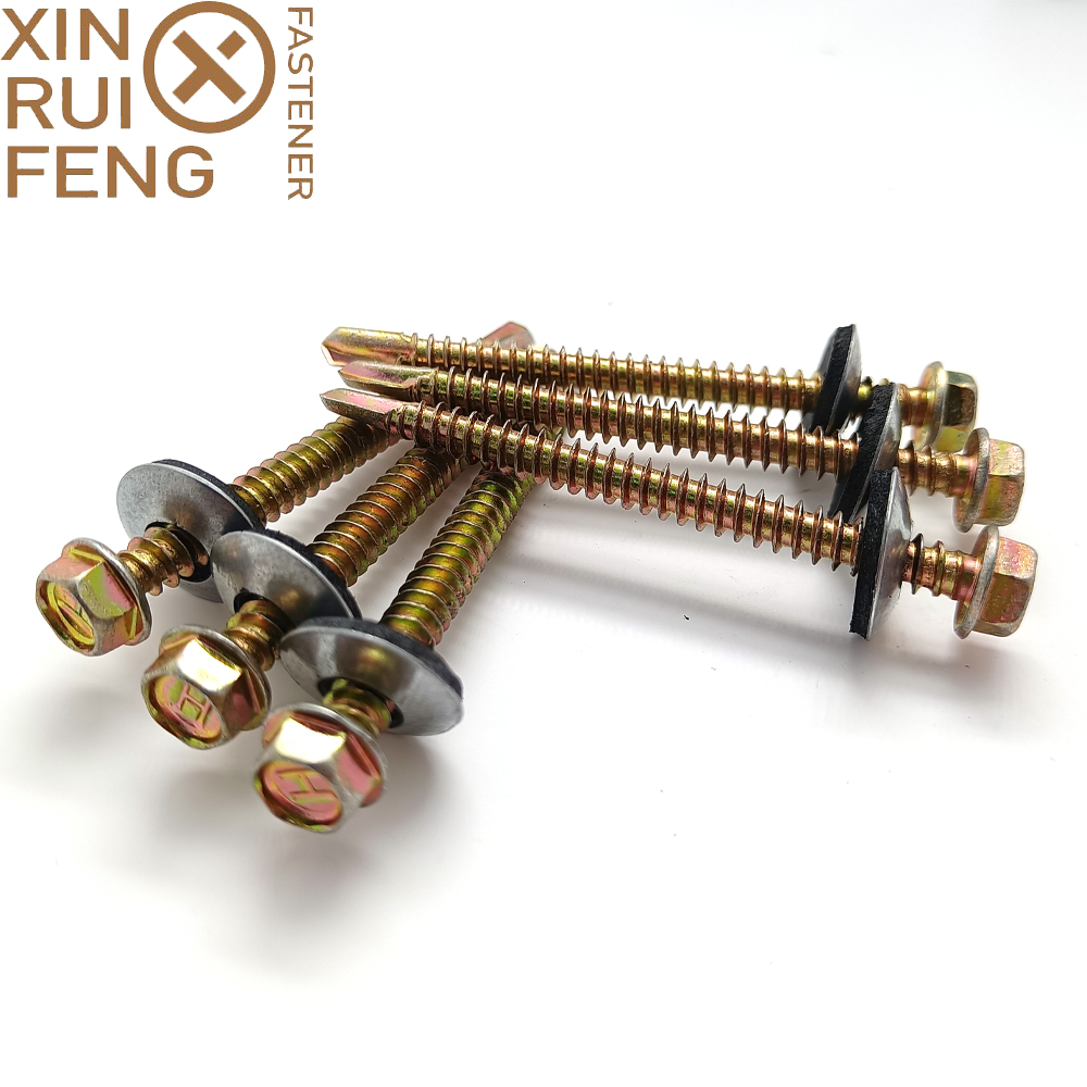 OEM China Self-Drilling Tapping Screws - Yellow Zinc Hexagonal Head with EPDM Washer Self Drilling Screw – Xinruifeng